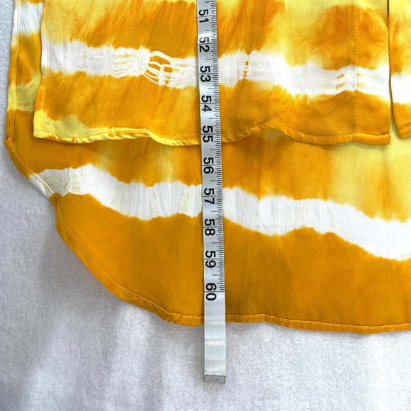 MARTHA REY Dress Womens Medium Yellow Tie Dye Maxi Shirtdress Long Sleeve - Picture 10 of 11